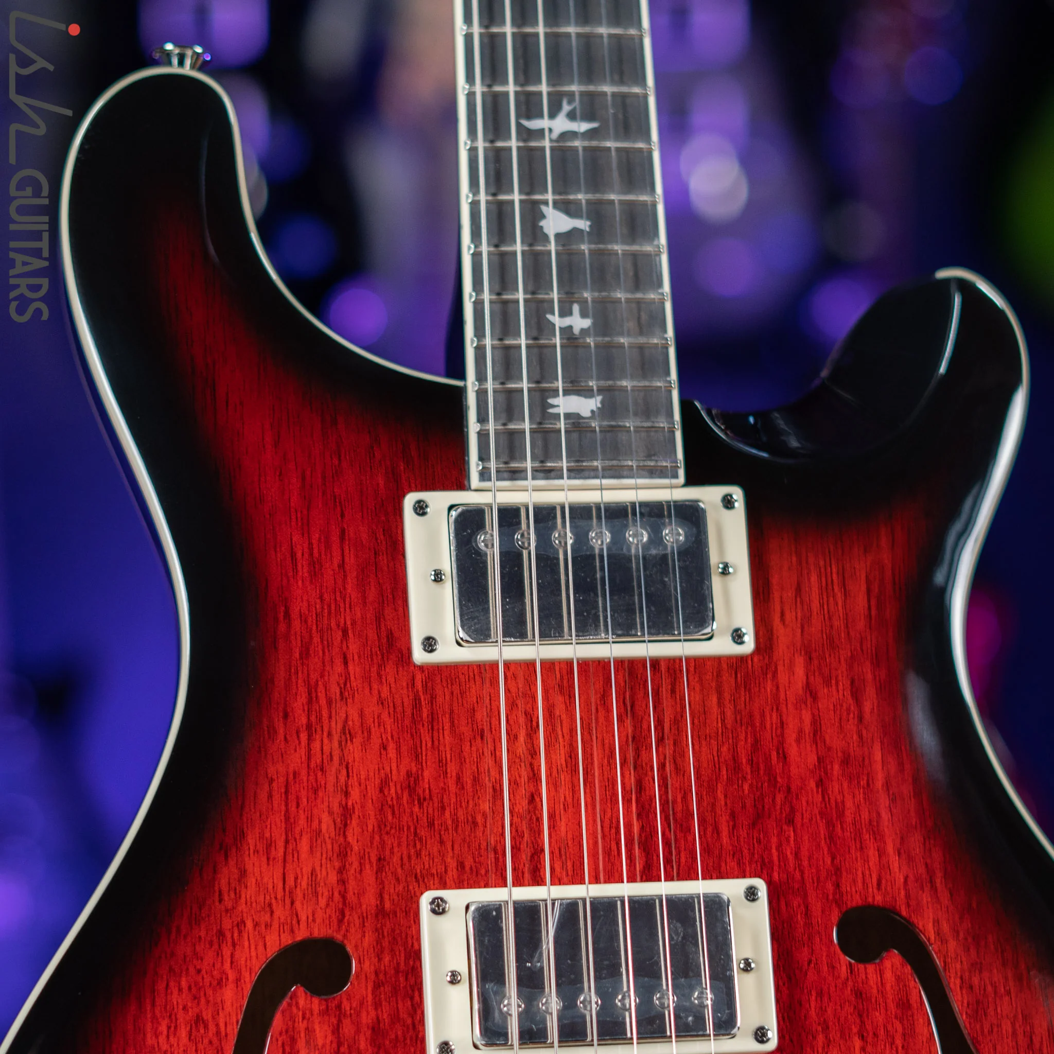 2021 PRS SE Hollowbody Standard Electric Guitar Fire Red Burst - Image 3