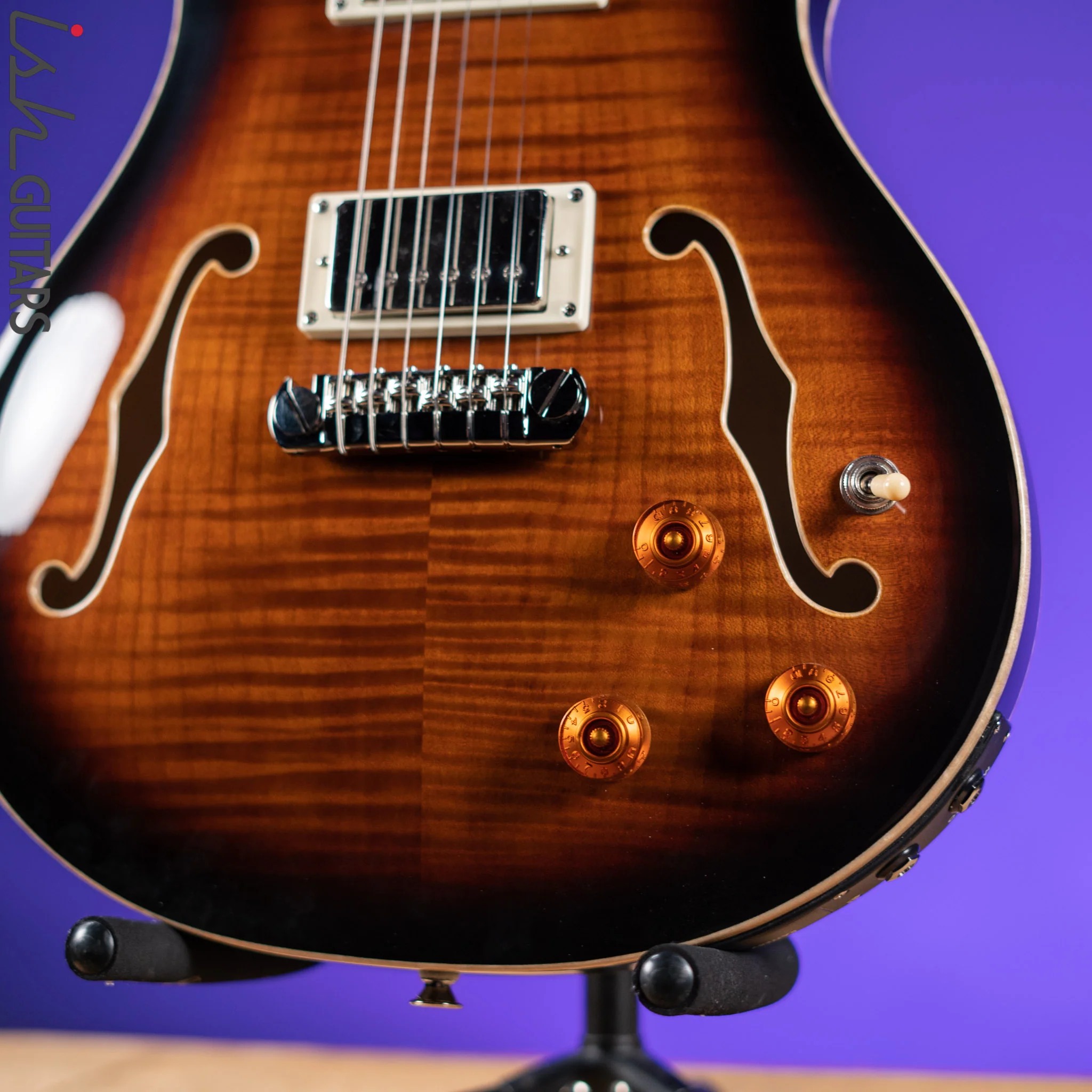 PRS SE Hollowbody II Piezo Electric Guitar Black Gold Burst - Image 4