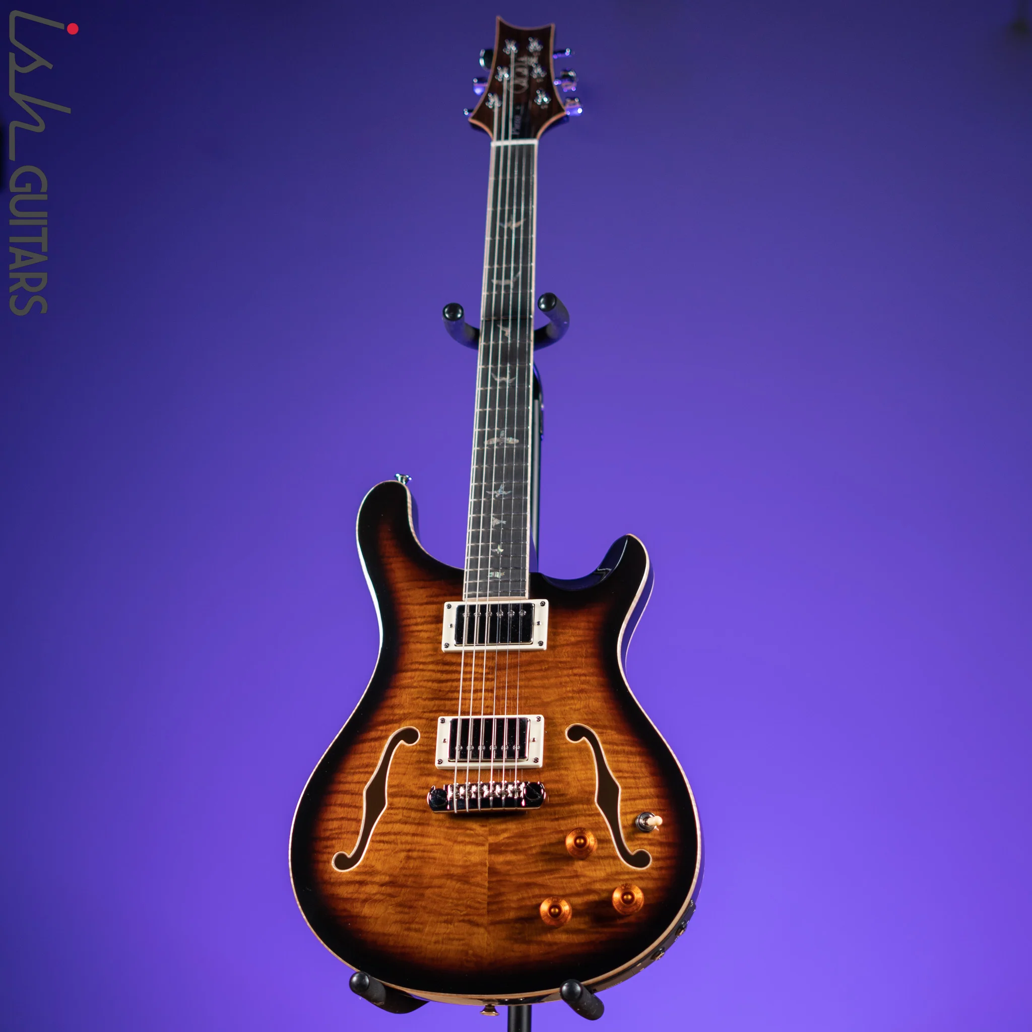 PRS SE Hollowbody II Piezo Electric Guitar Black Gold Burst - Image 2