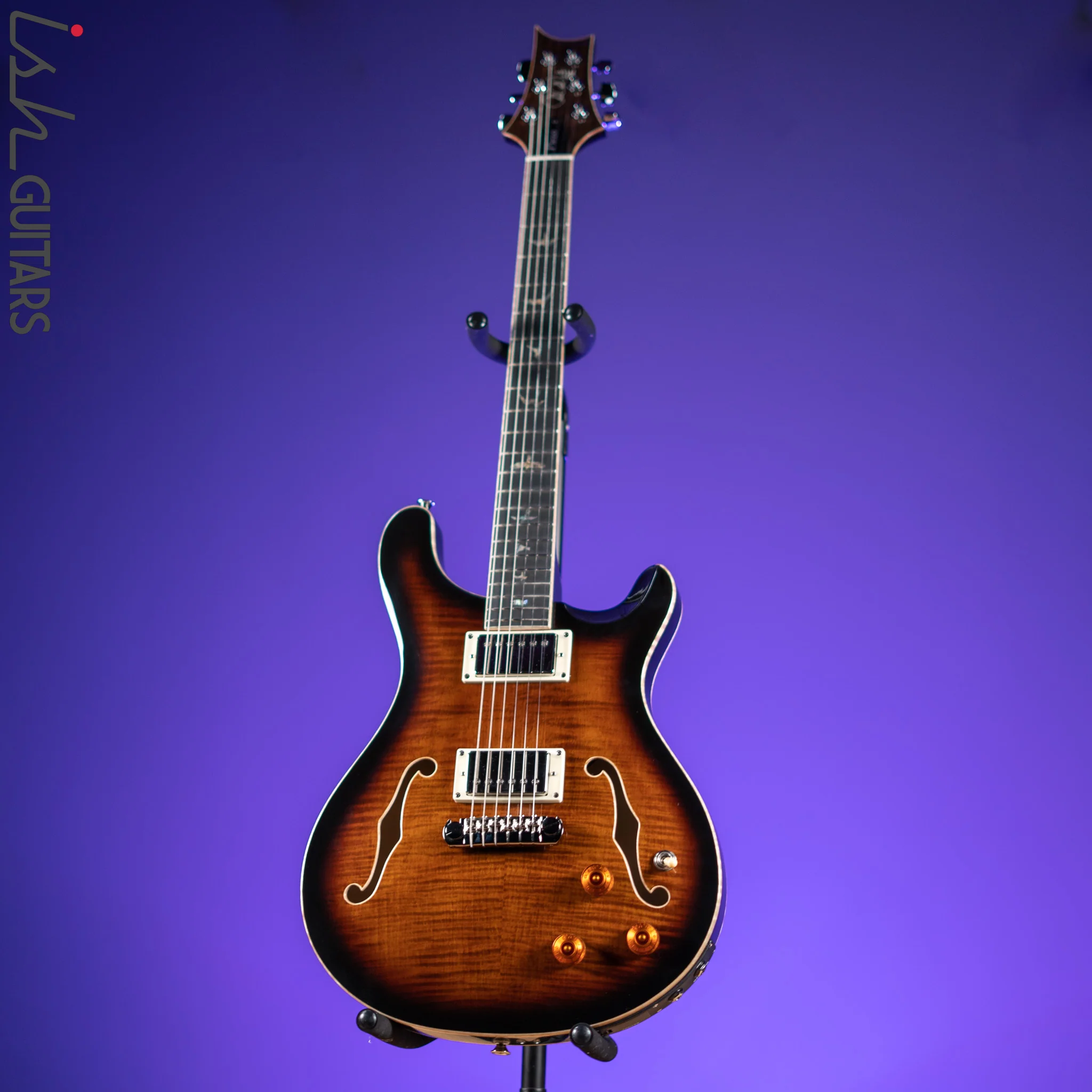PRS SE Hollowbody II Piezo Electric Guitar Black Gold Burst - Image 2