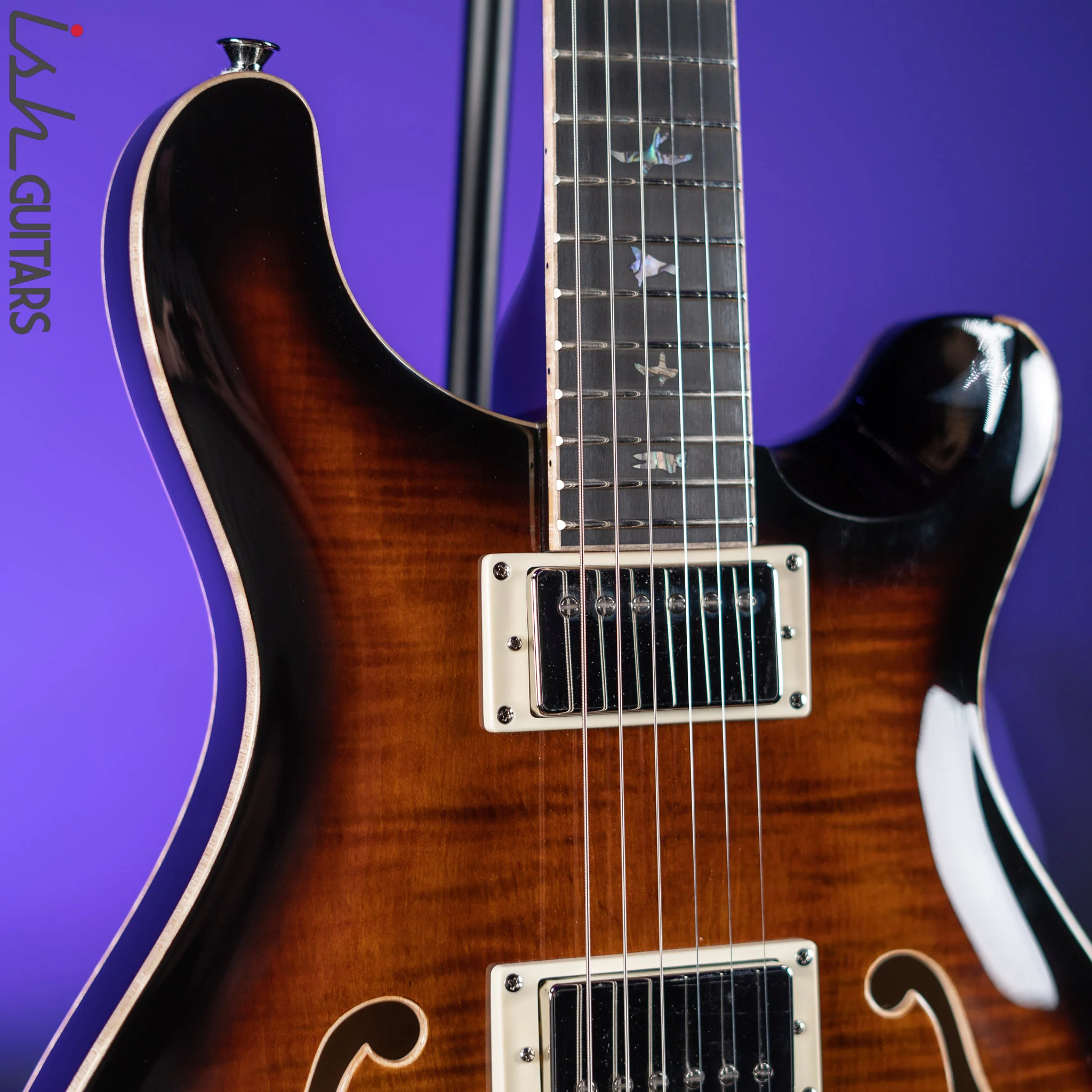 PRS SE Hollowbody II Piezo Electric Guitar Black Gold Burst - Image 3