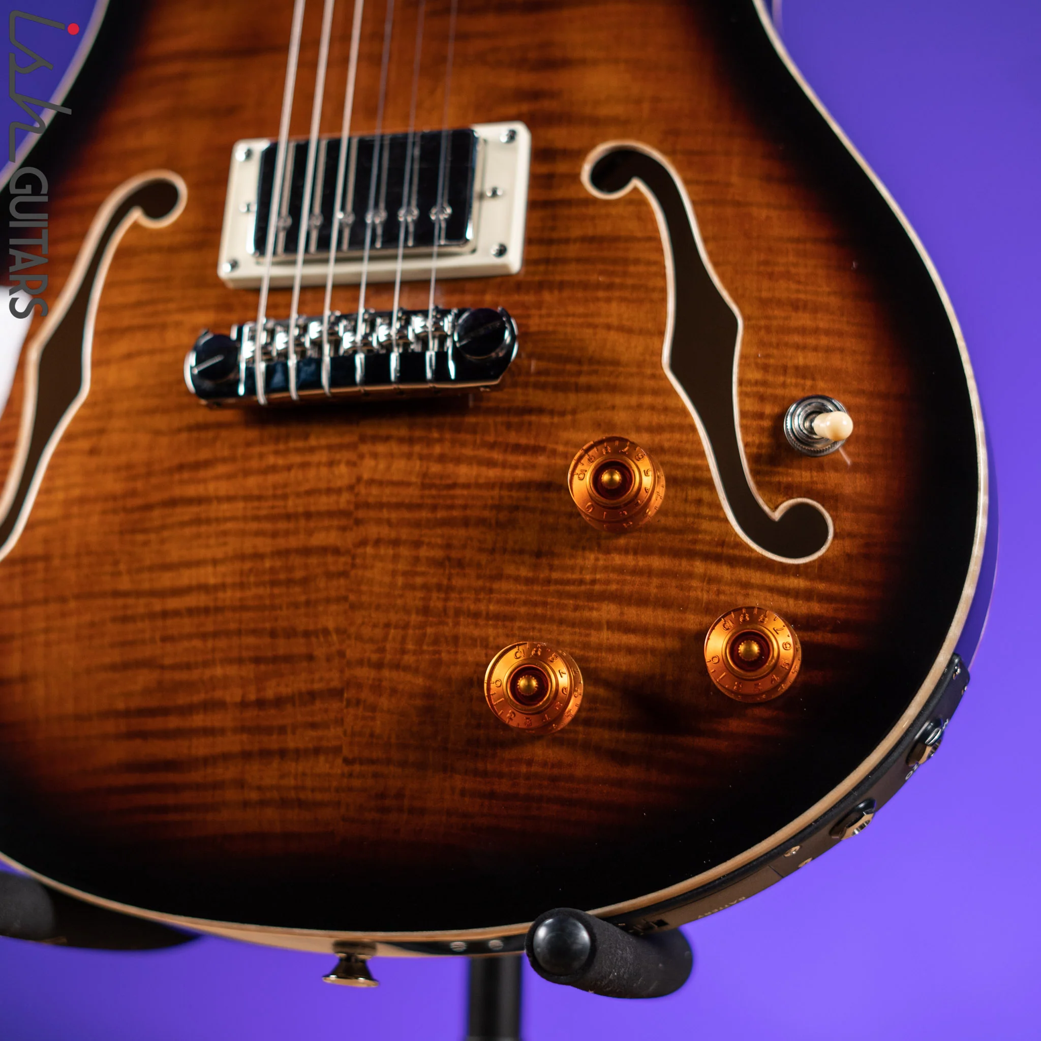 PRS SE Hollowbody II Piezo Electric Guitar Black Gold Burst - Image 4