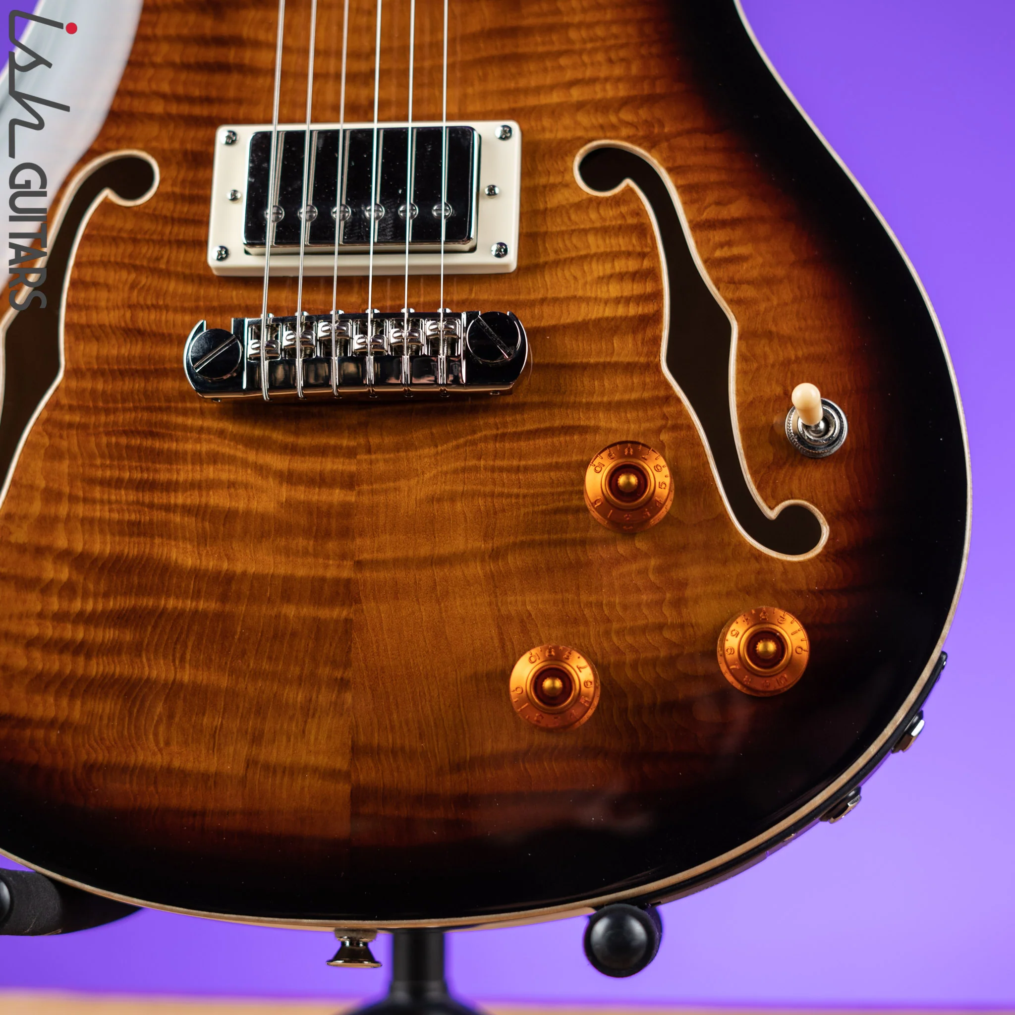PRS SE Hollowbody II Piezo Electric Guitar Black Gold Sunburst - Image 4