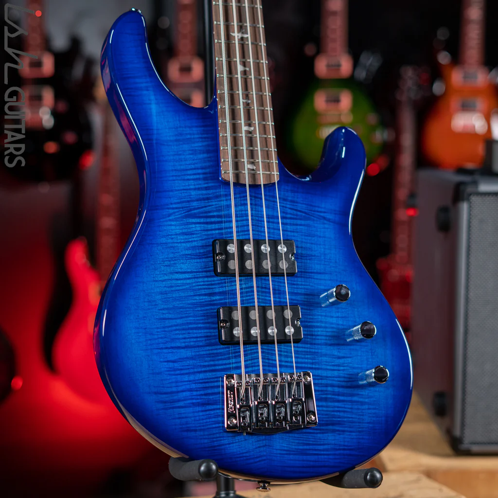 PRS SE Kingfisher Bass Faded Blue Wrap Around Burst Demo