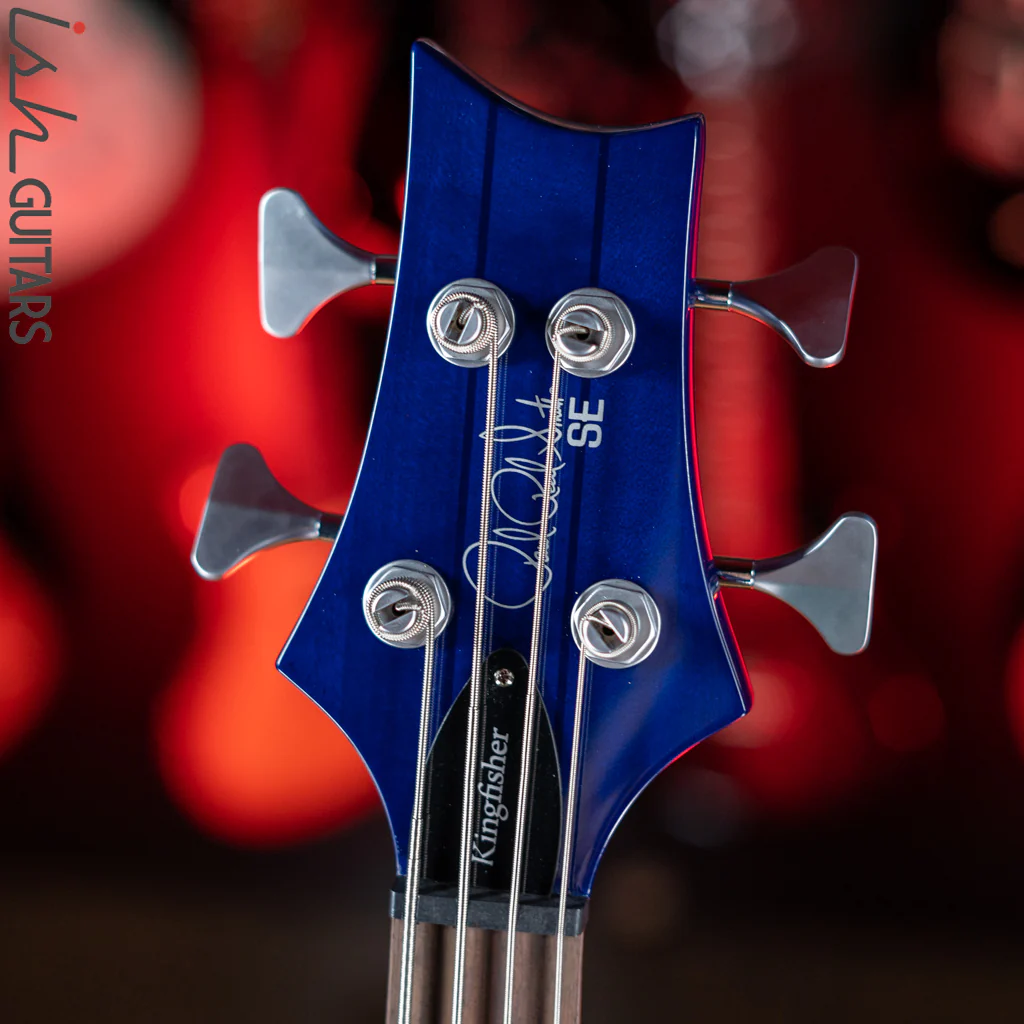 PRS SE Kingfisher Bass Faded Blue Wrap Around Burst Demo - Image 6