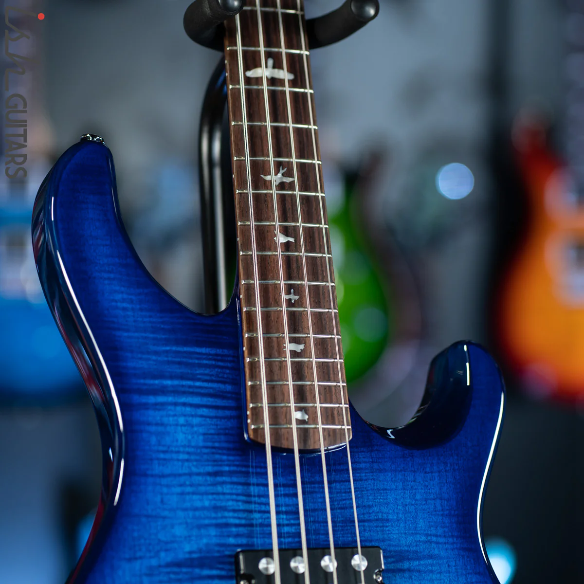 PRS SE Kingfisher Bass Faded Blue Wrap Around Burst Demo - Image 5