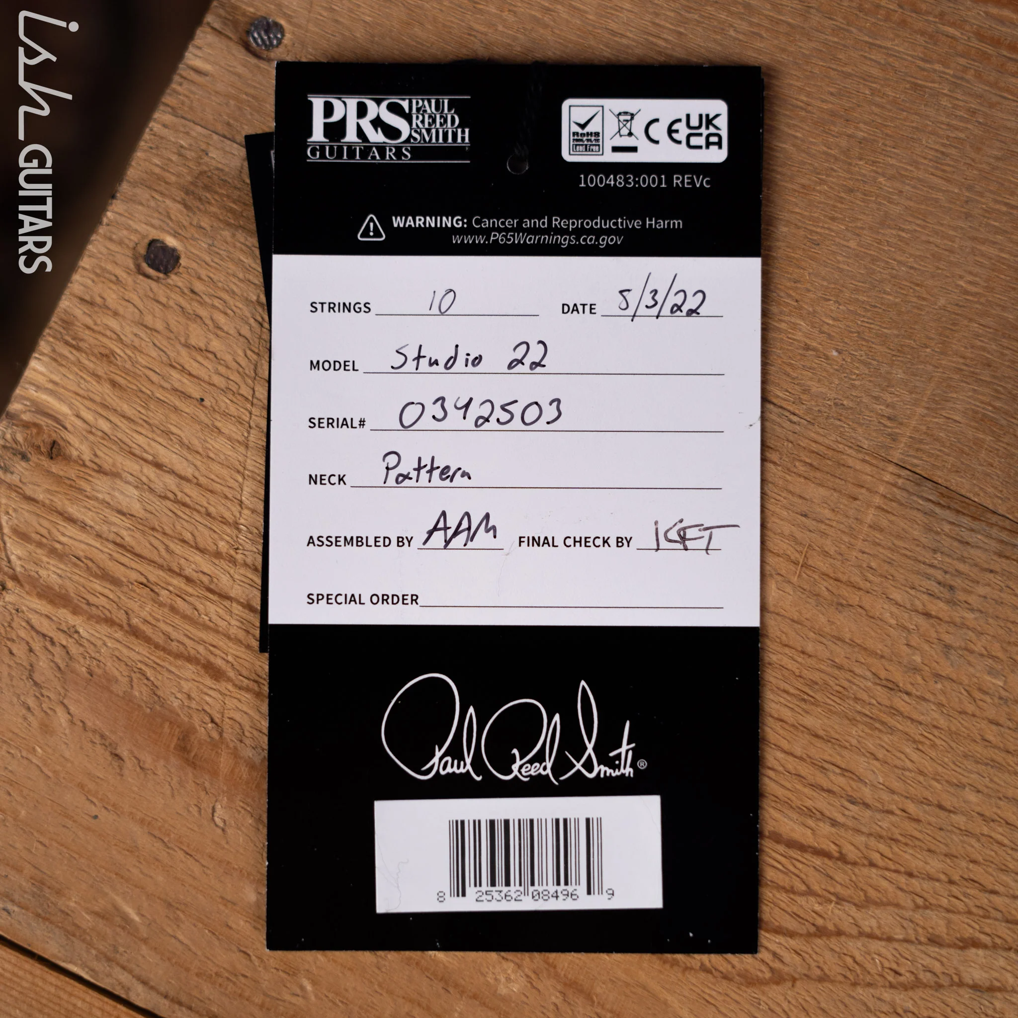PRS Studio 22 Electric Guitar Black Gloss - Image 12