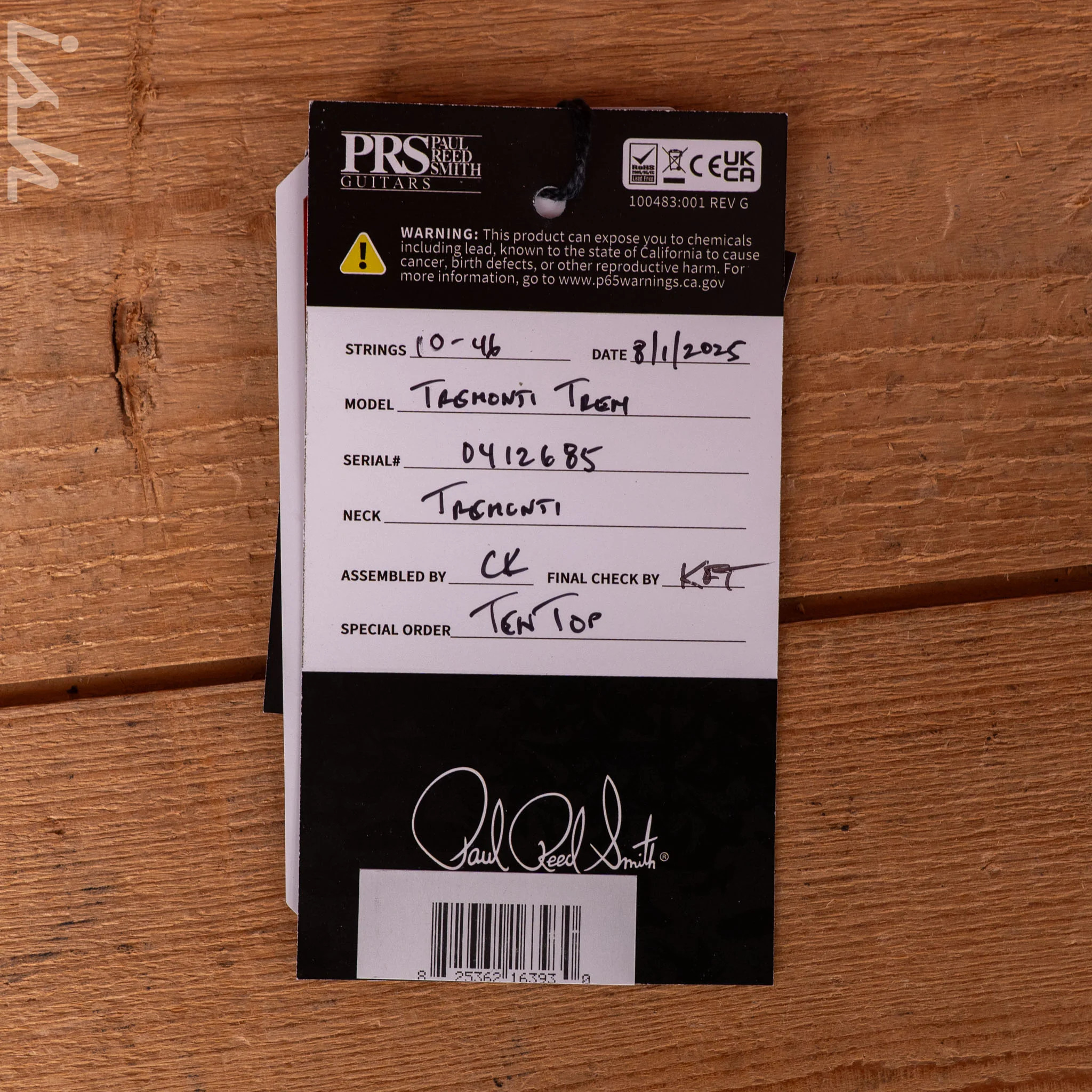 PRS Tremonti 10-Top Charcoal Purple Burst (Natural Binding) - Image 13