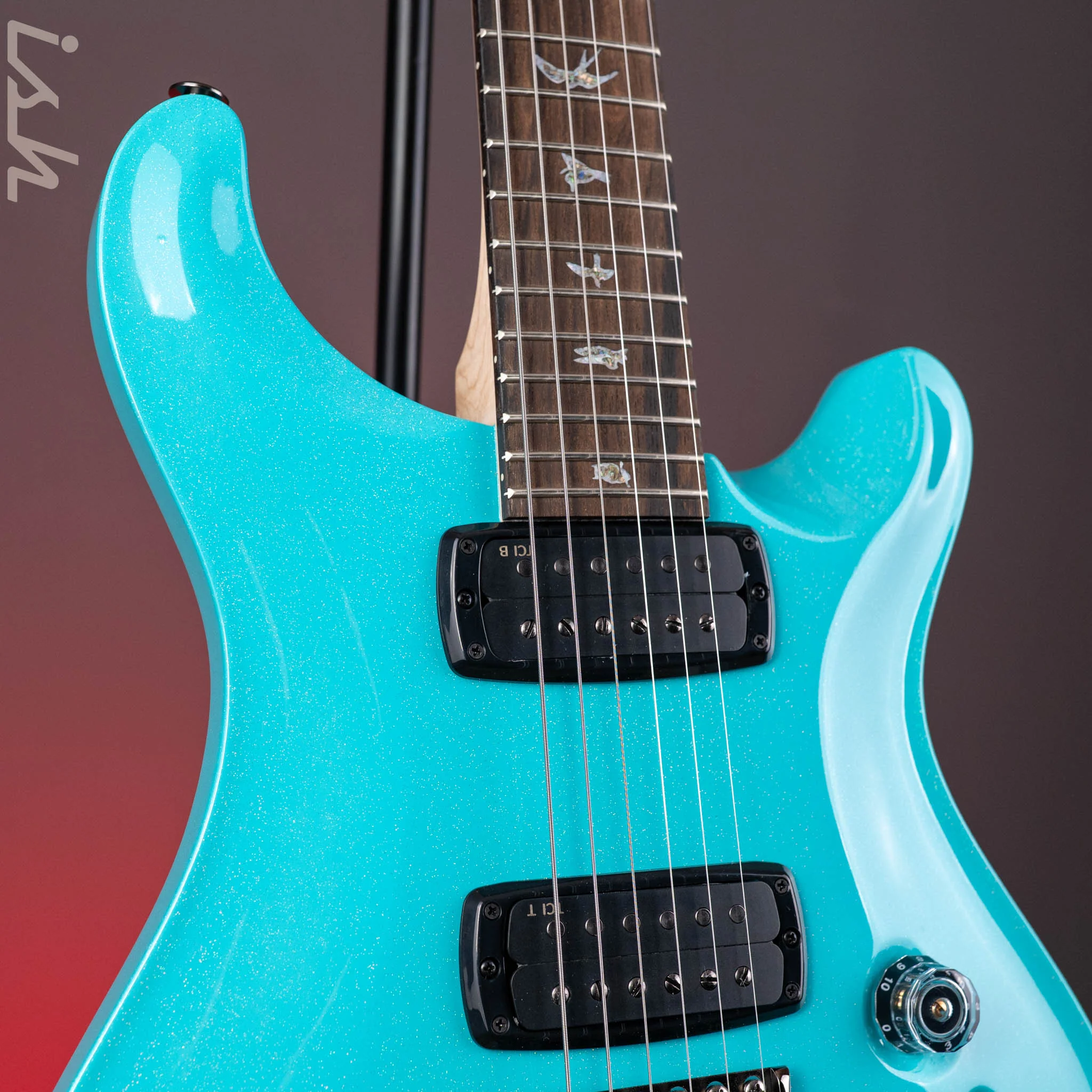 PRS Wood Library Custom 24-08 Mango Top Opaque Blue Holoflake - Image 4