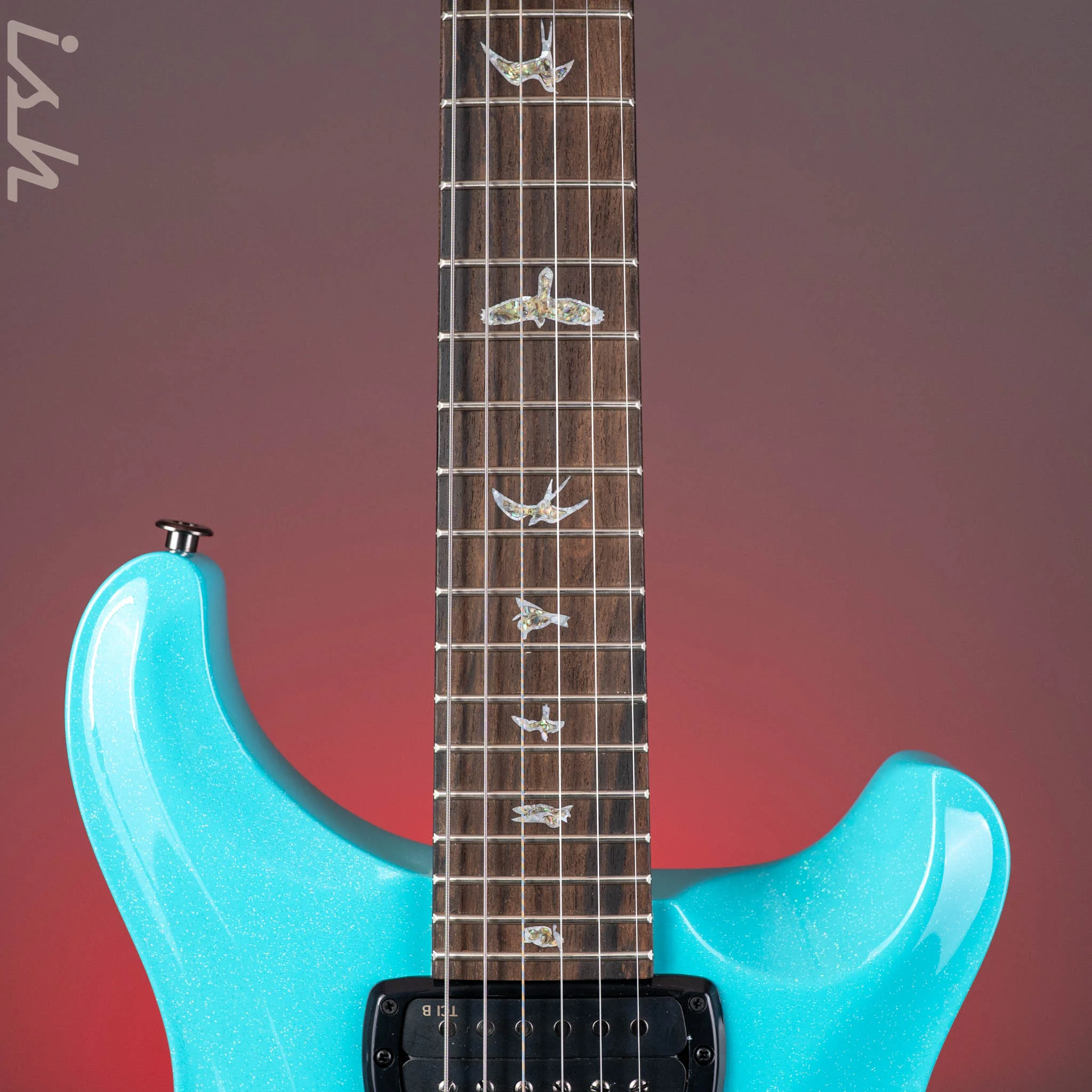 PRS Wood Library Custom 24-08 Mango Top Opaque Blue Holoflake - Image 6