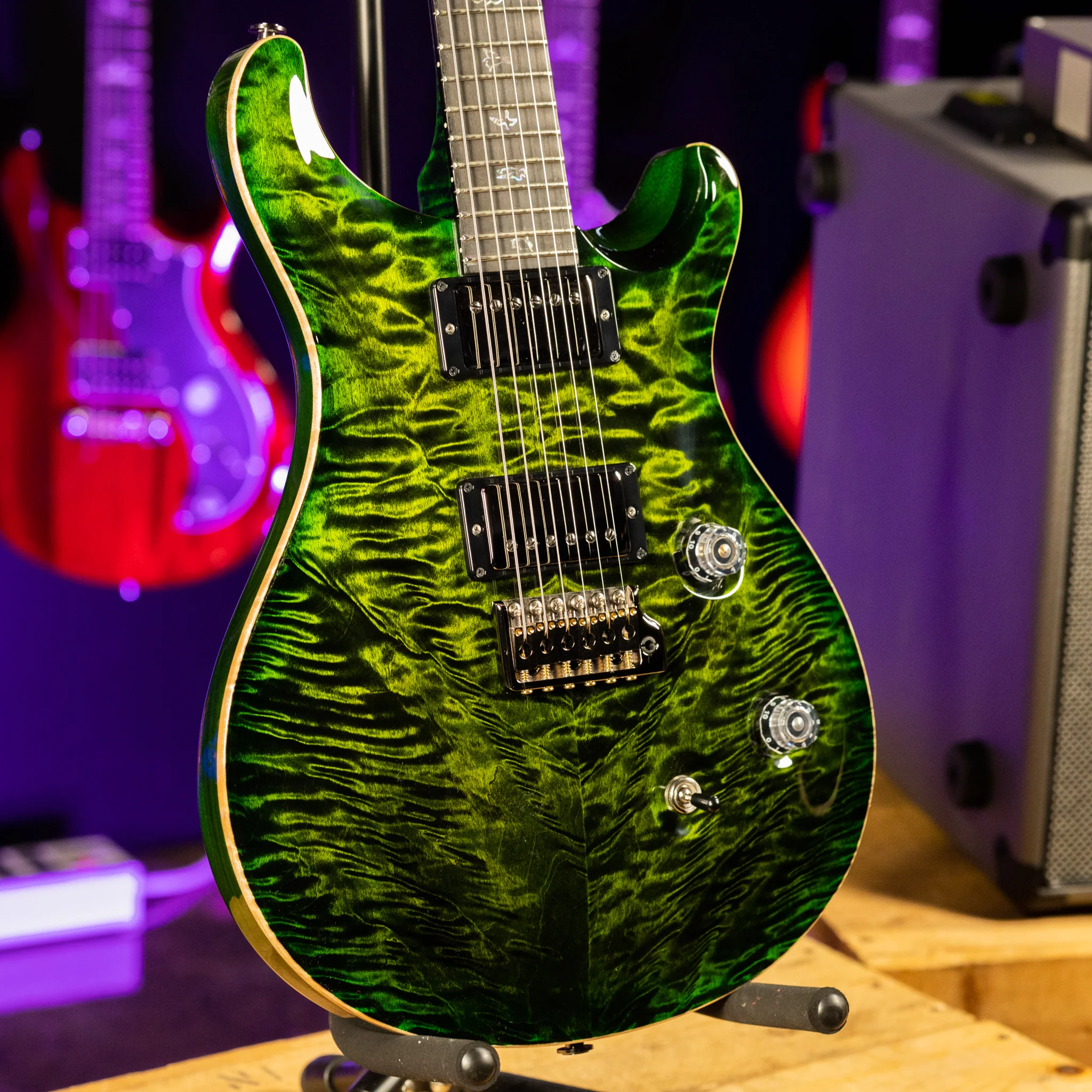 PRS Wood Library Custom 24 Jade w/ Green Burst 10 Top Quilt - Image 3