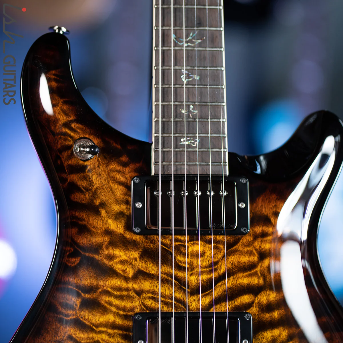 PRS Wood Library McCarty 594 Brazilian Quilt 10 Top Black Gold Burst - Demo - Image 3