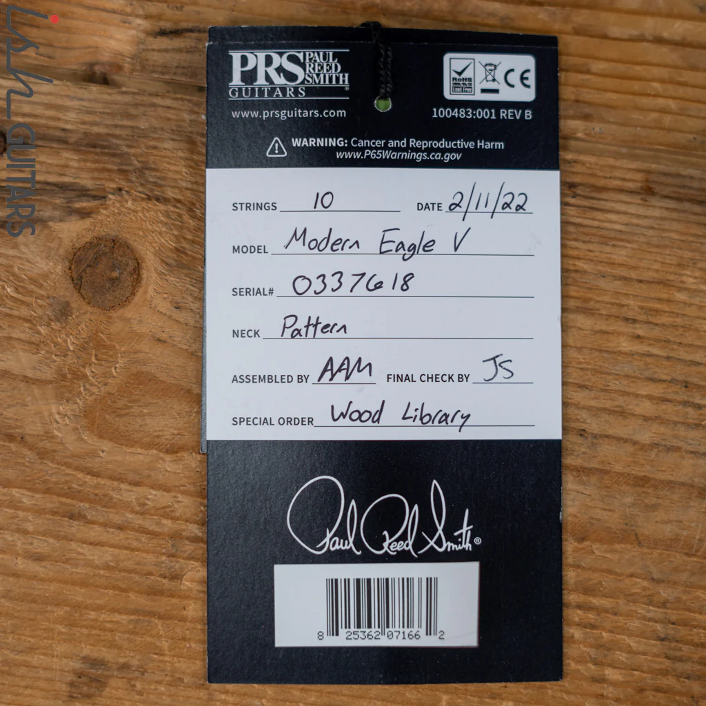 PRS Wood Library Modern Eagle V 10 Top Charcoal - Image 12