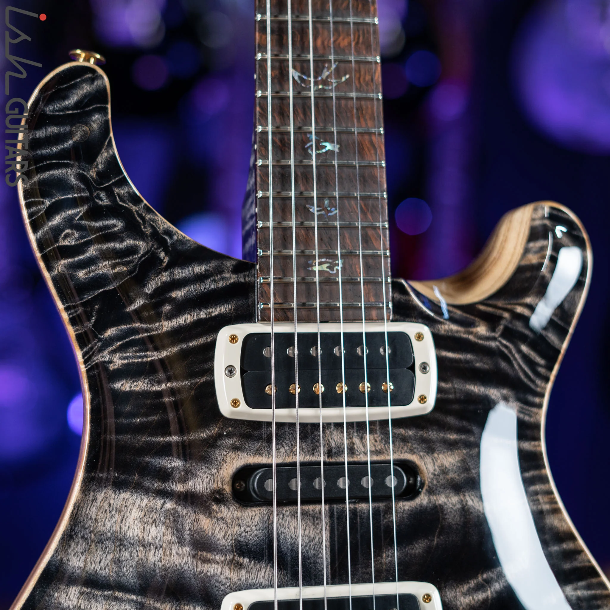PRS Wood Library Modern Eagle V 10 Top Quilt Charcoal Brazilian Rosewood - Image 3