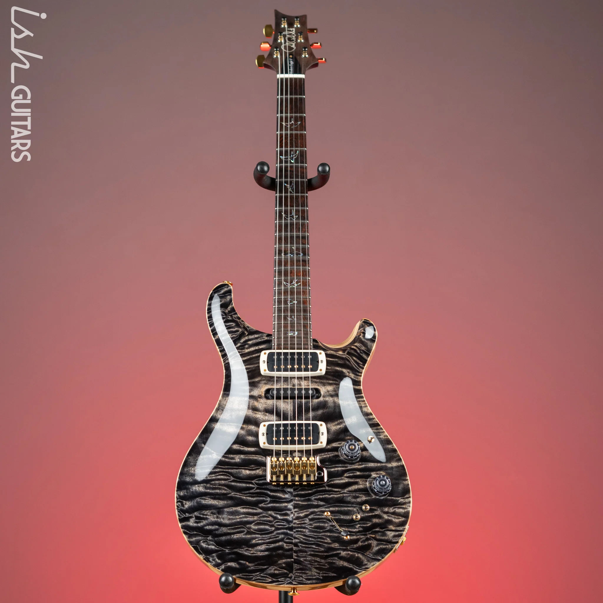 2022 PRS Wood Library Modern Eagle V 10 Top Quilt Charcoal Brazilian Rosewood - Image 2