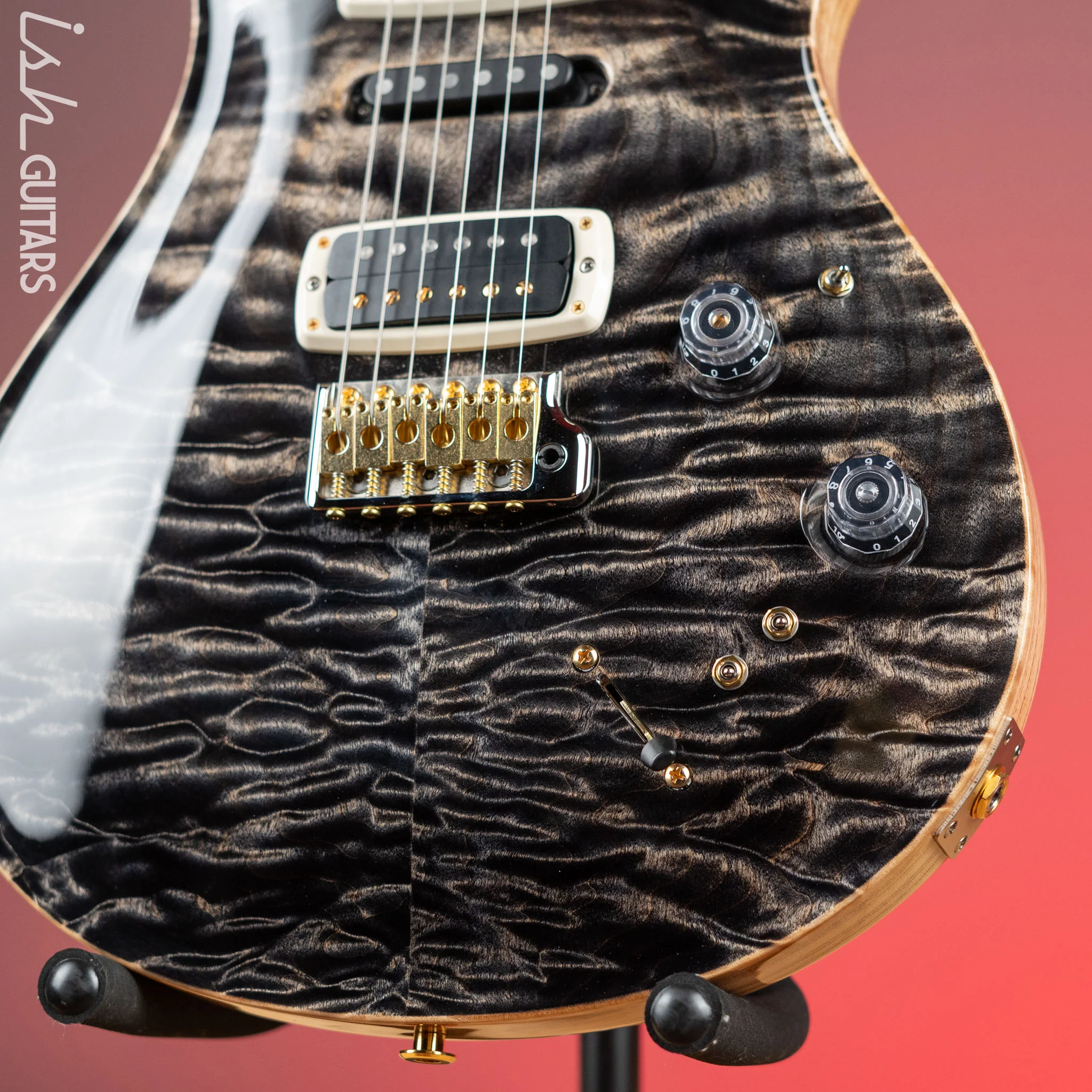 2022 PRS Wood Library Modern Eagle V 10 Top Quilt Charcoal Brazilian Rosewood - Image 4