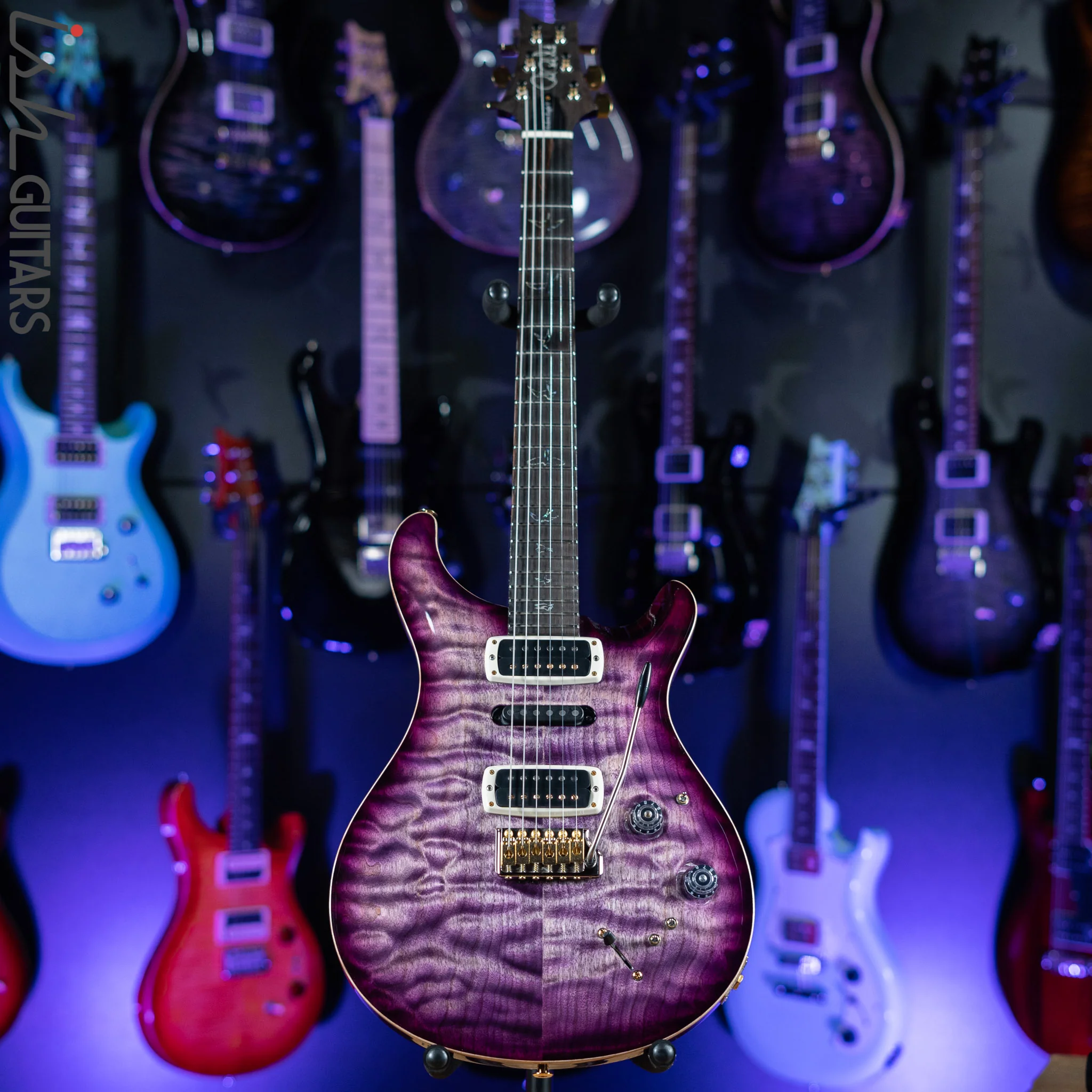 PRS Wood Library Modern Eagle V 10 Top Quilt Purple w/ Purple Burst Brazilian Rosewood - Image 2