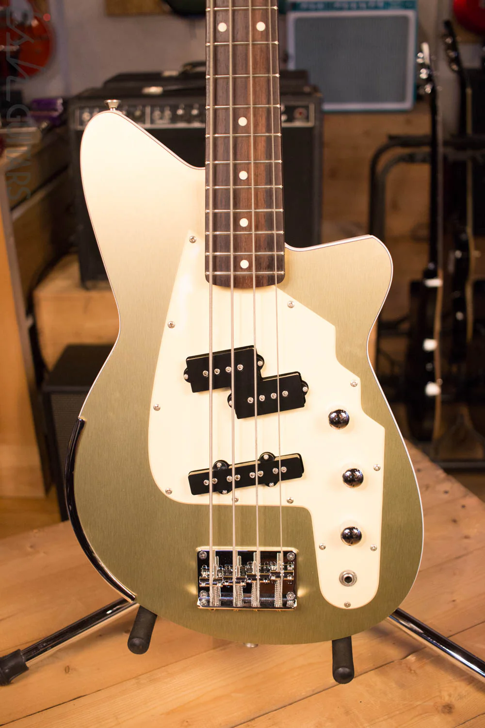 USA Reverend RumbleFish Bass PJ RPJ 4 String Brushed Aluminum Gold RARE