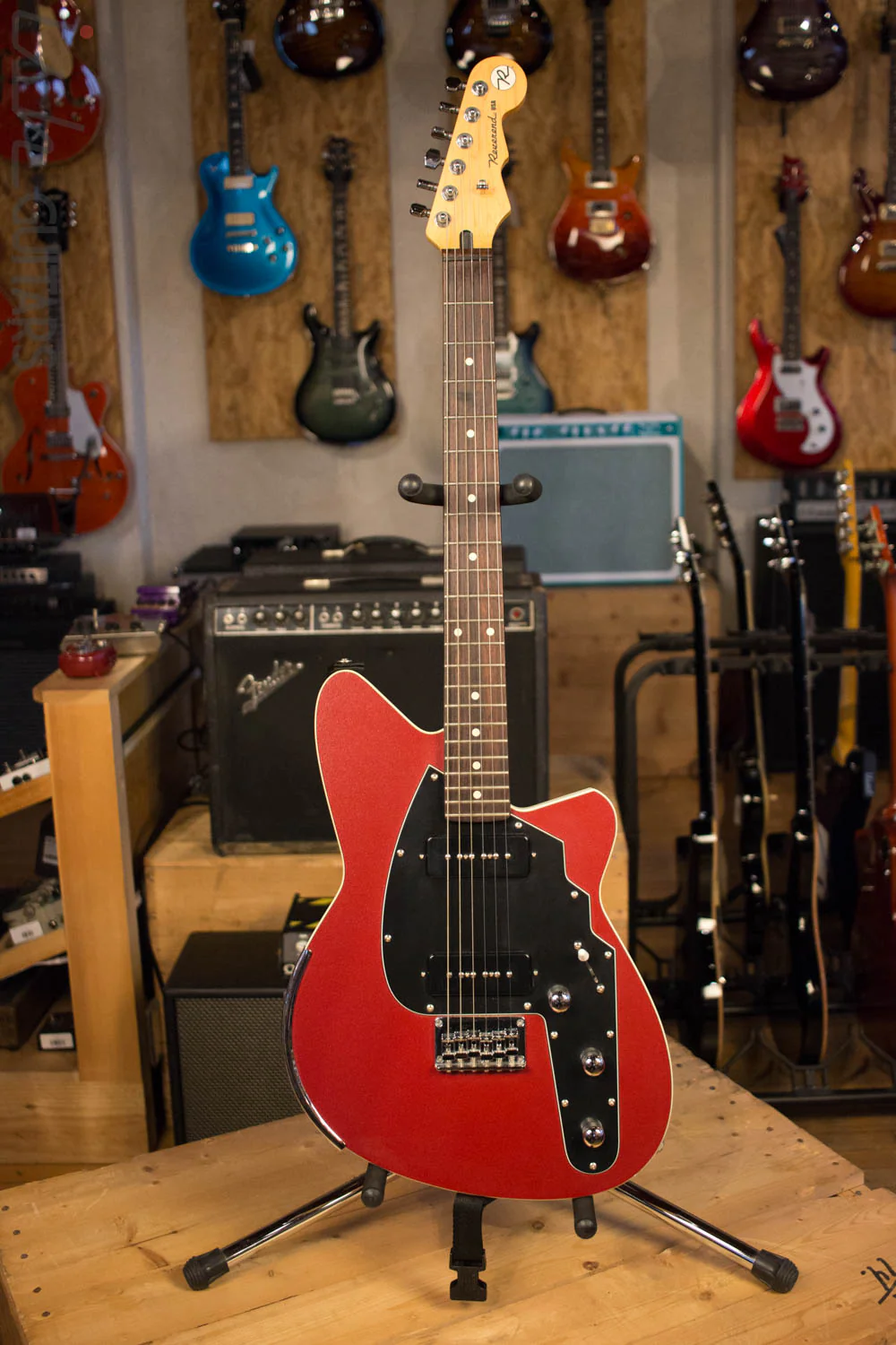 2000's USA Reverend Slingshot Advanced Guitar Blood Red Bass Contour RARE - Image 2