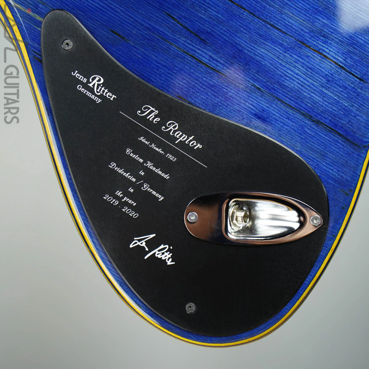 Ritter Raptor 4 String Bass Guitar Blue Yellow High Density Ply - Image 9