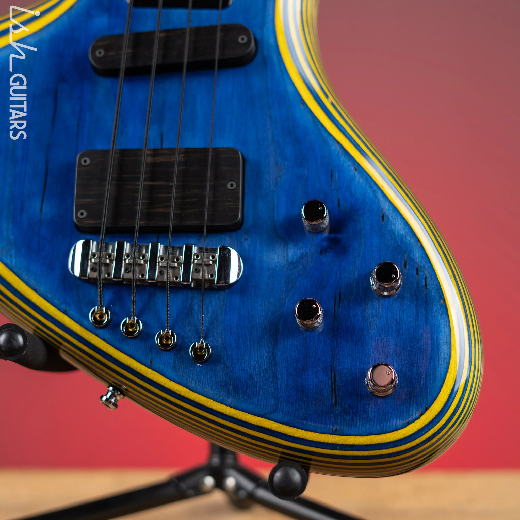 2020 Ritter Raptor 4 String Bass Guitar Blue Yellow High Density Ply - Image 5