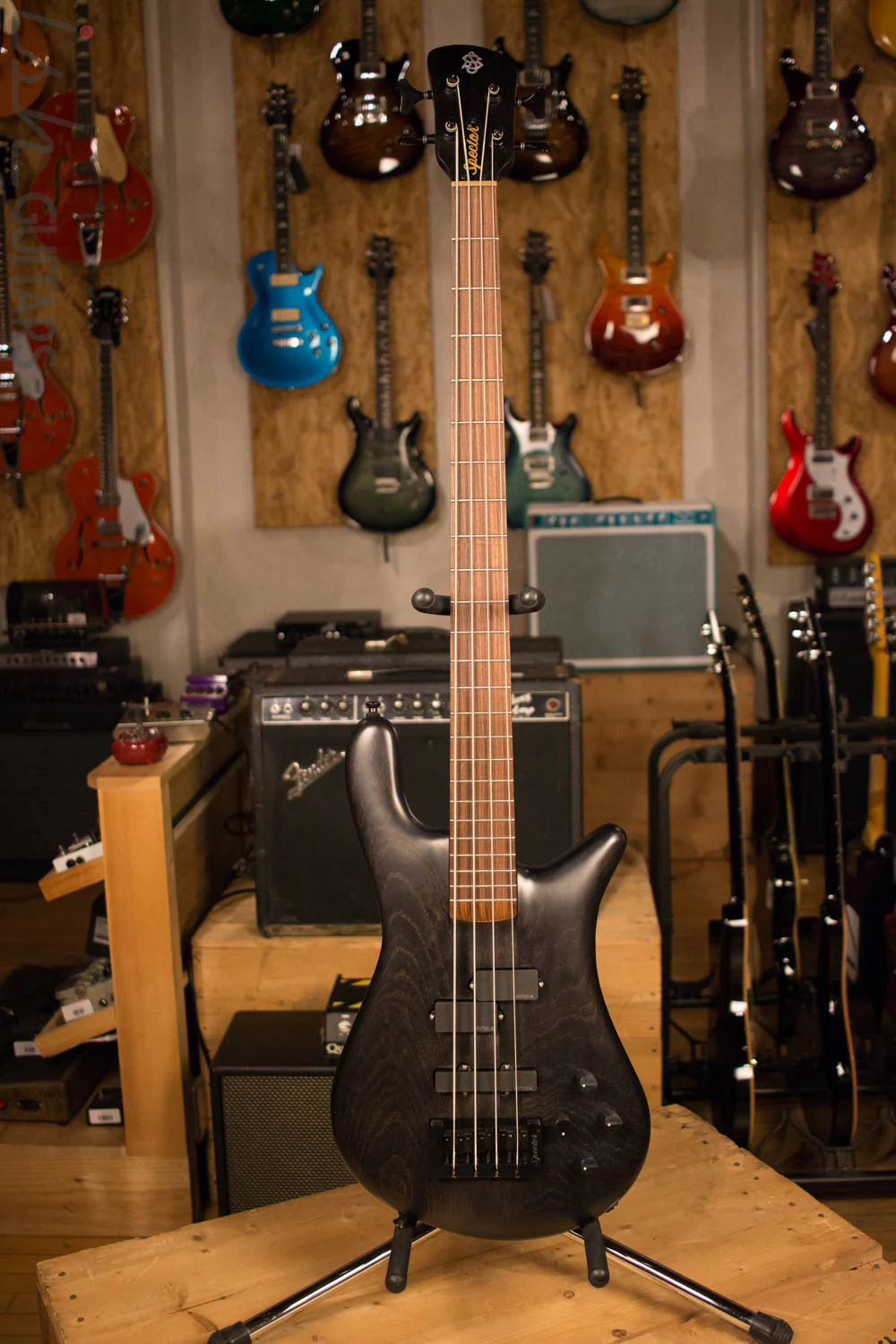 USA Spector Forte 4 Matte Black Swamp Ash Neck Through Bass Guitar - Image 2