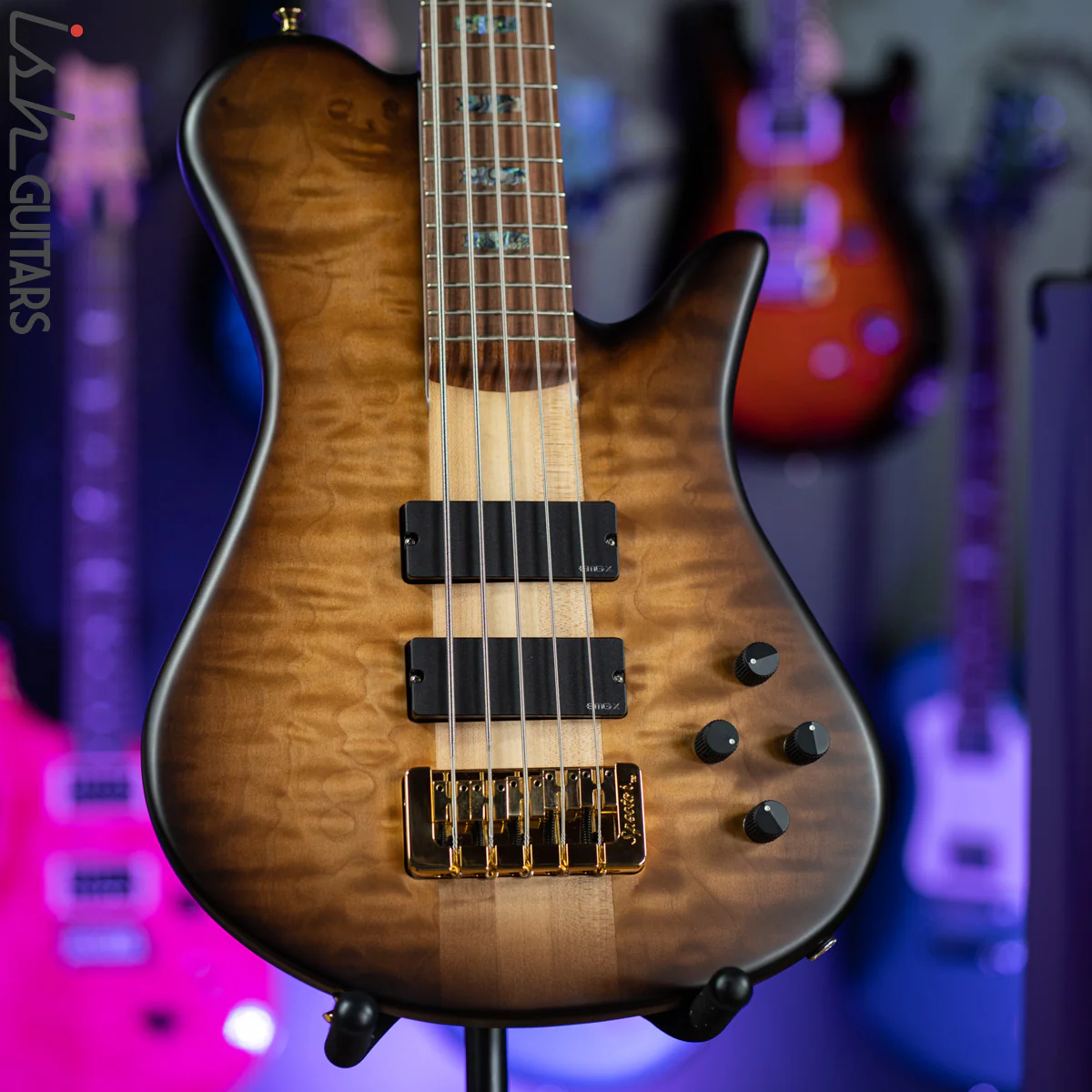 Spector Singlecut SC5 NS-5 Bass Natural Tobacco Burst Matte Flame Maple