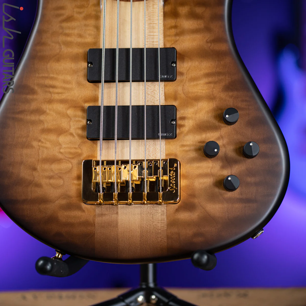 Spector Singlecut SC5 NS-5 Bass Natural Tobacco Burst Matte Flame Maple - Image 4