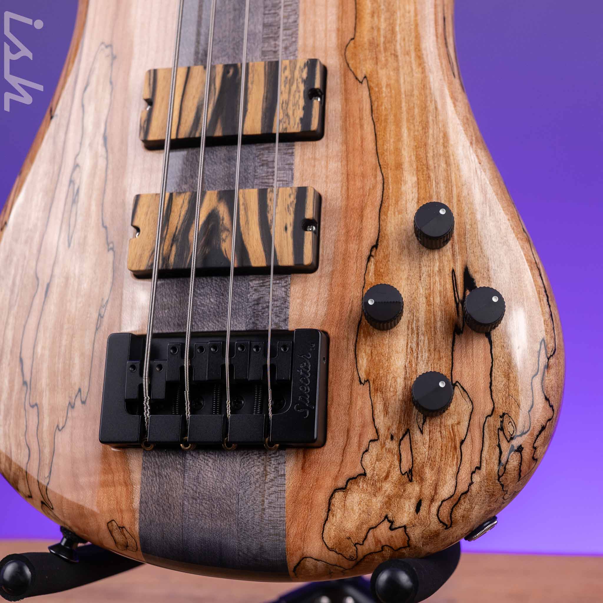 Spector USA NS-2 4-String Bass Natural Spalted Maple Charcoal Block - Image 4