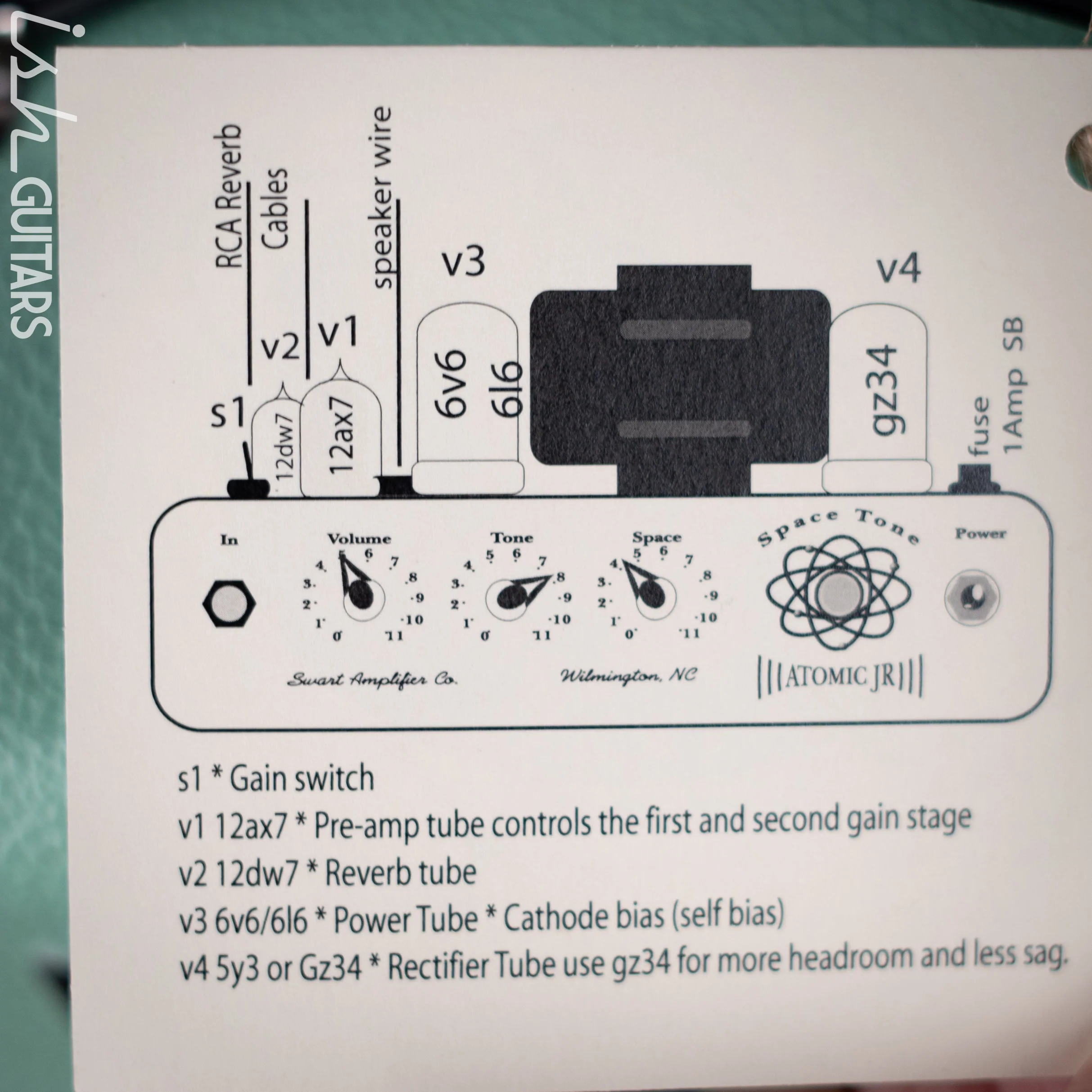 Swart Space Tone Atomic Jr. Guitar Amplifier Seafoam Green - Image 4