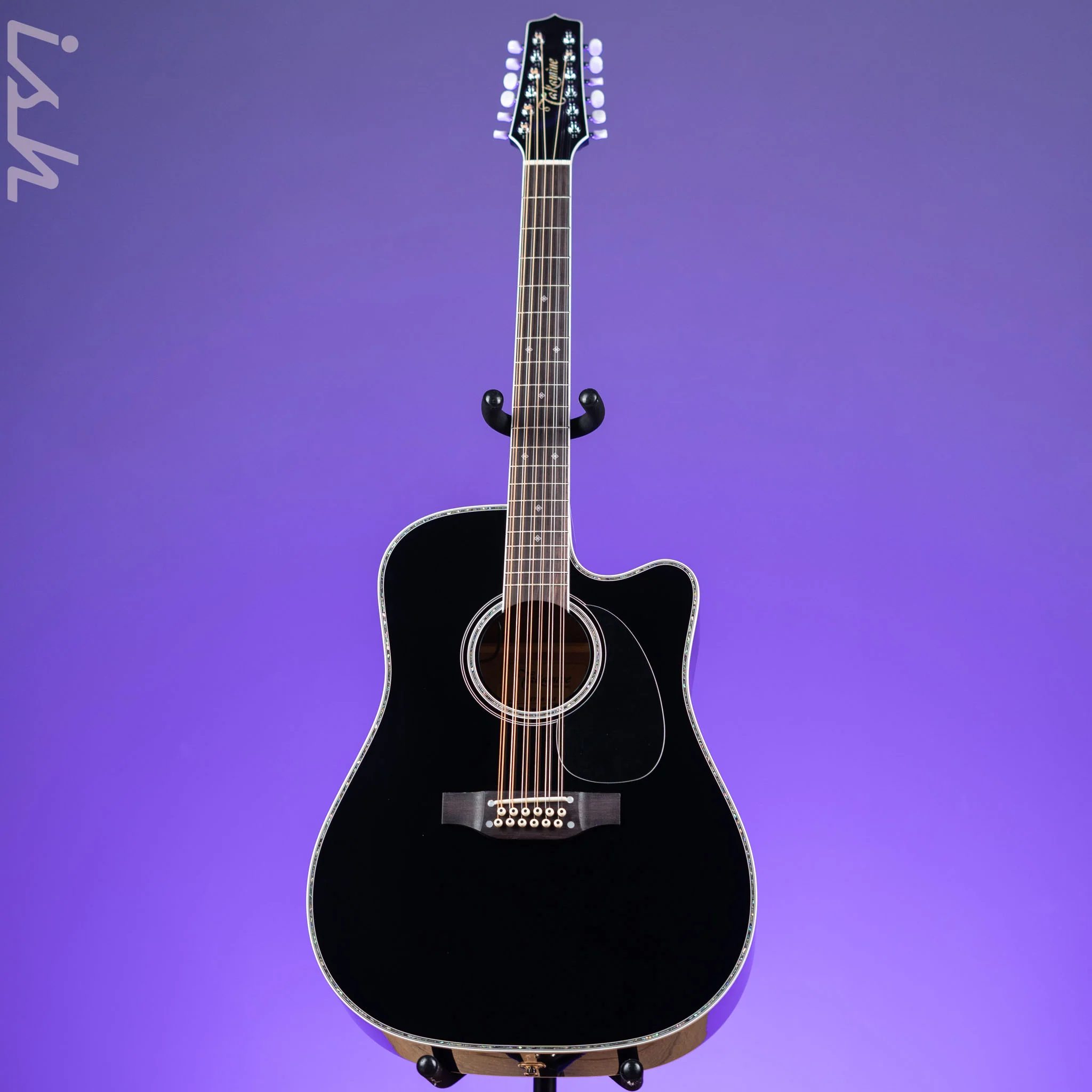 Takamine EF381DX 12-String Acoustic-Electric Gloss Black - Image 2