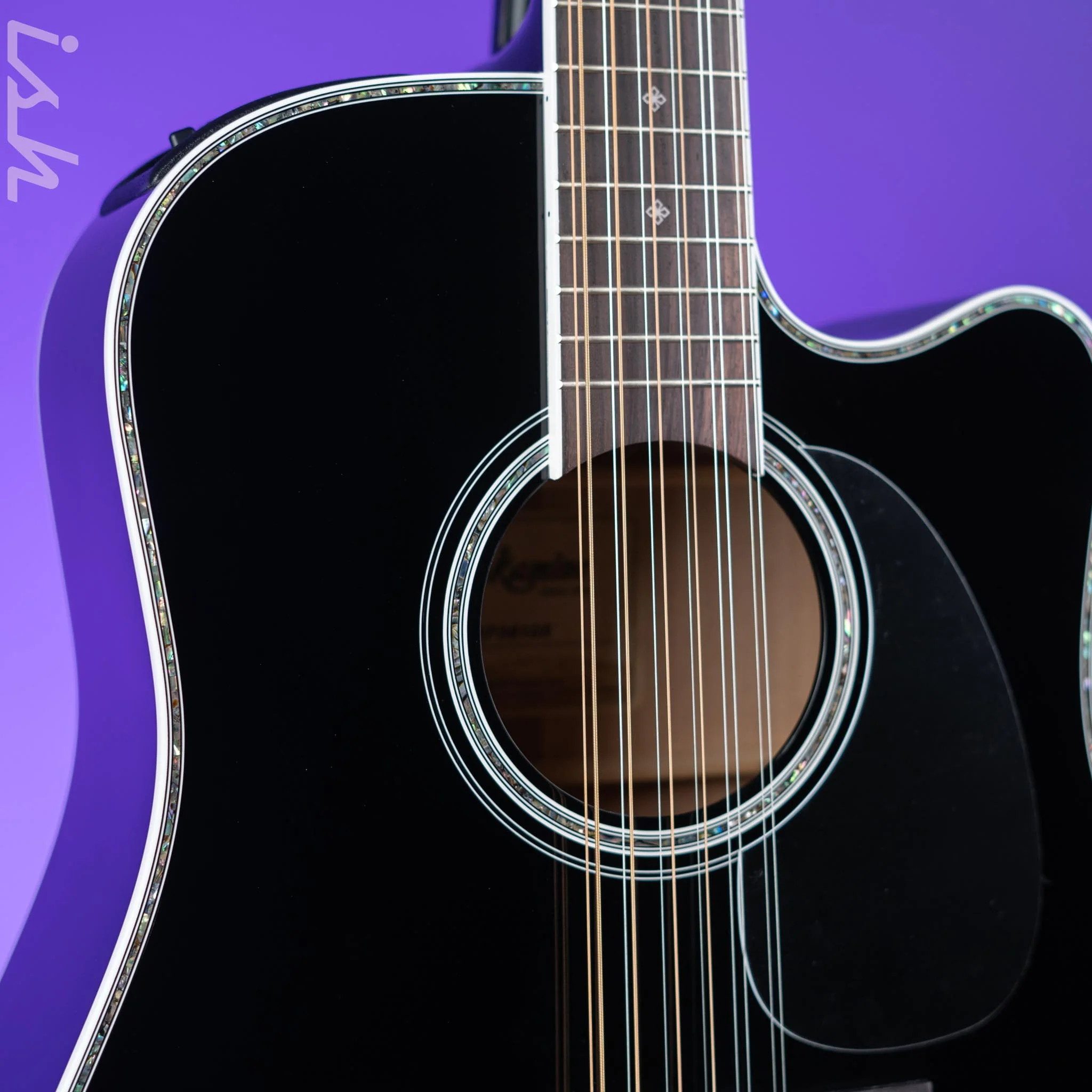 Takamine EF381DX 12-String Acoustic-Electric Gloss Black - Image 3