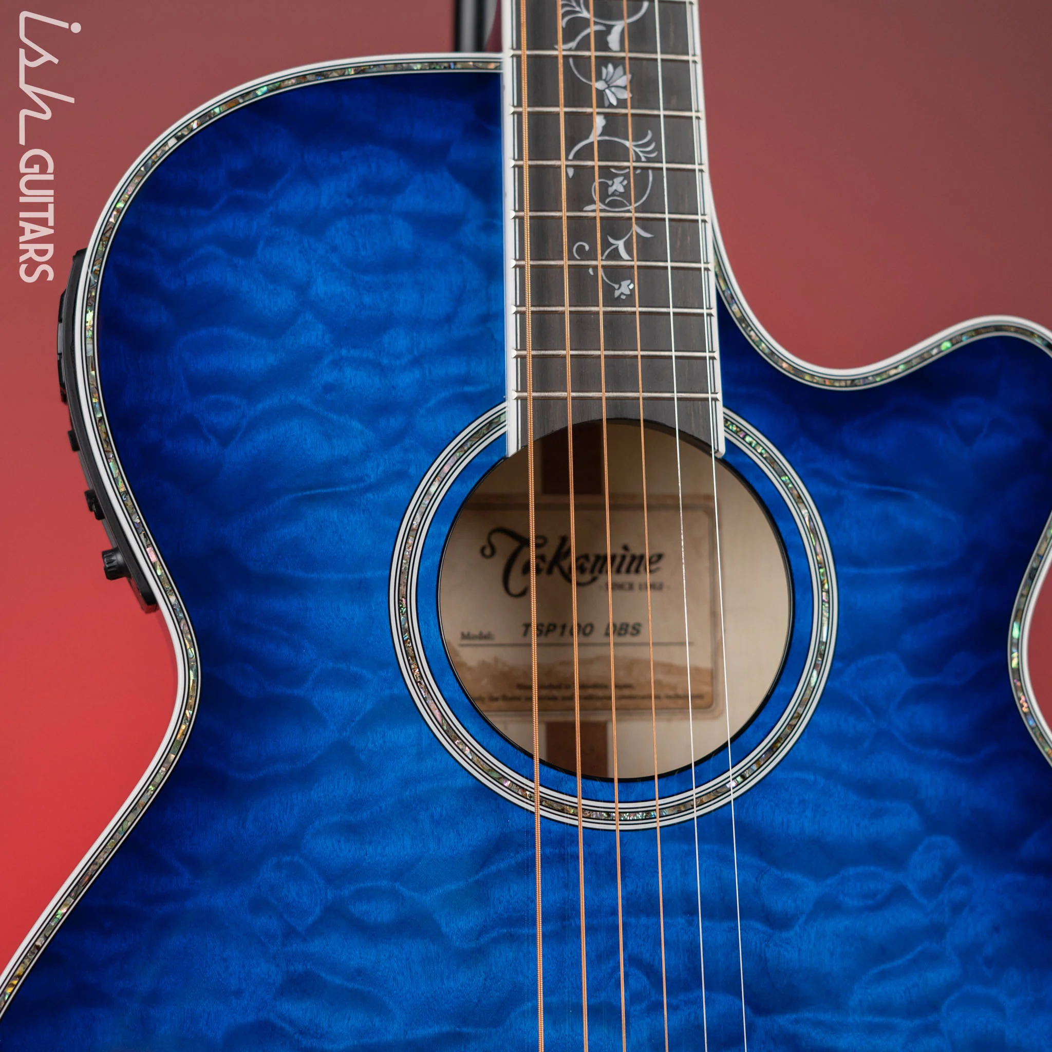 Takamine TSP100 Acoustic-Electric Guitar Gloss Deep Blue Sunburst - Image 3