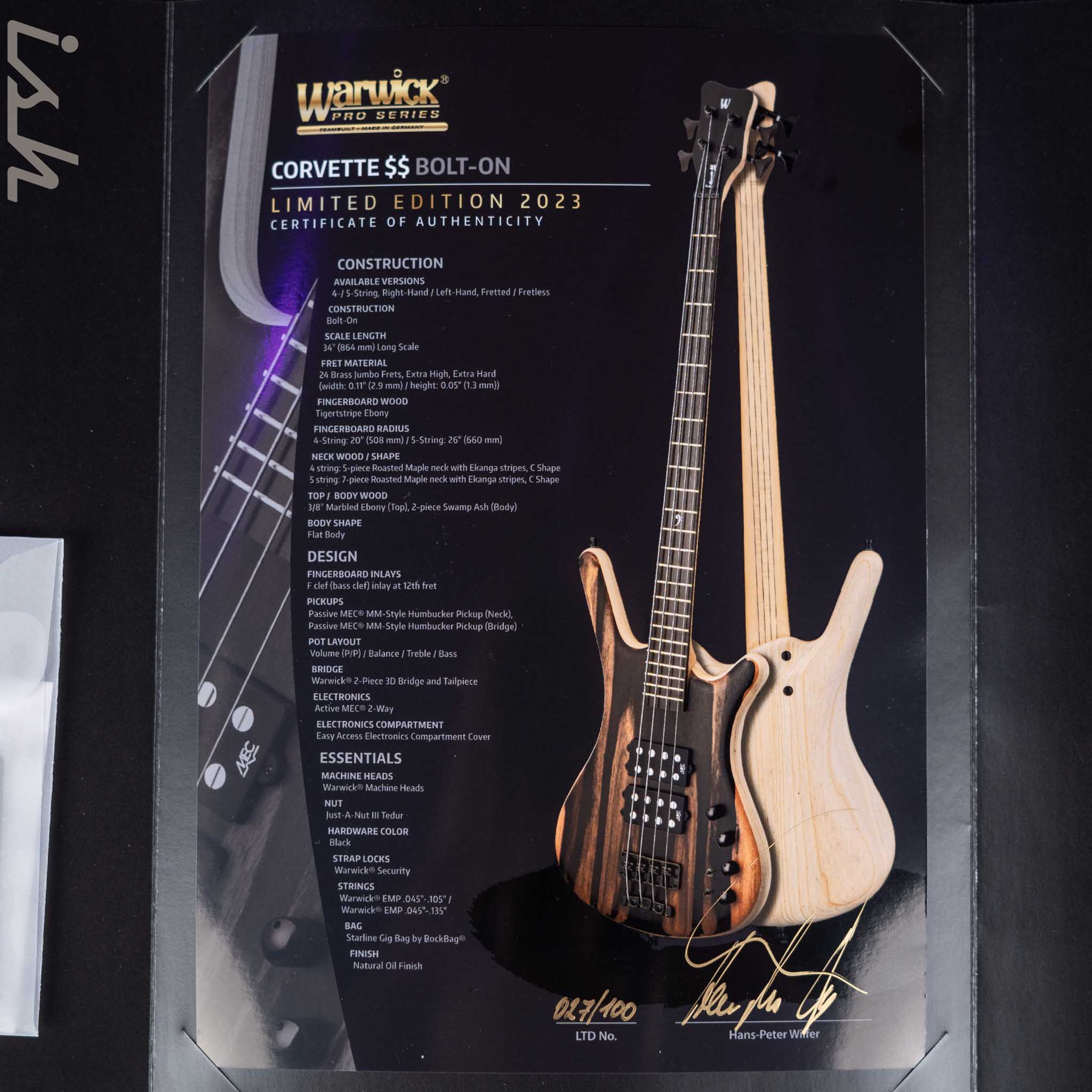 Warwick Teambuilt Corvette $$ Bolt-On Limited Edition 5-String Bolt-On Bass Natural Oil Finish - Image 12